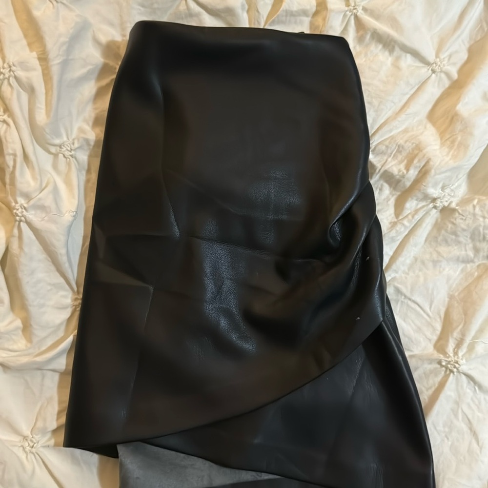Black leather mini skirt